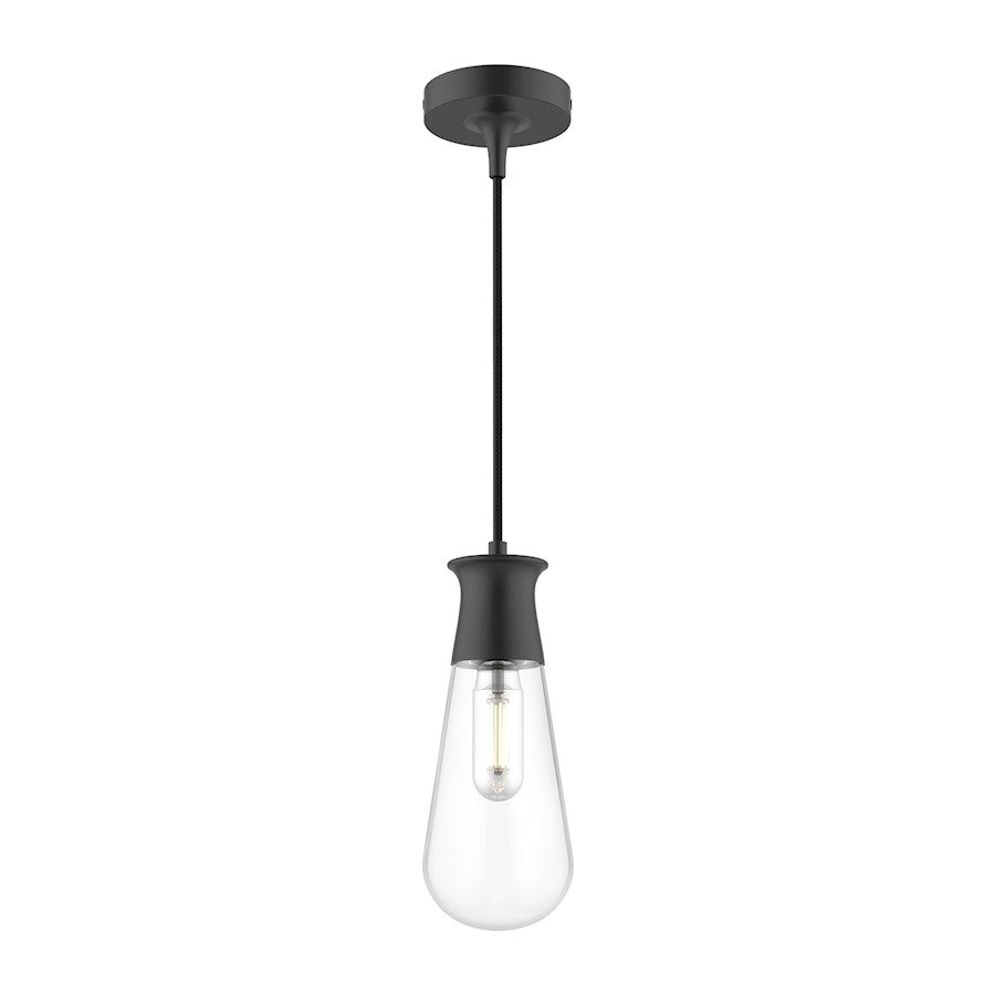 Alora Mood Marcel 1 Light 4" Pendant, Matte Black/Clear - PD464001MB