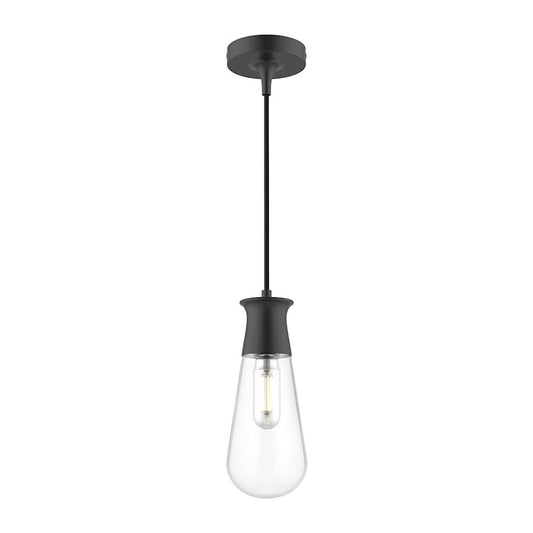 Alora Mood Marcel 1 Light 4" Pendant, Matte Black/Clear - PD464001MB