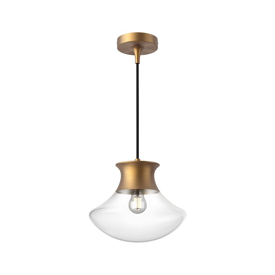 Alora Mood Marcel 1 Light 11" Pendant, Aged Gold/Clear - PD464012AG