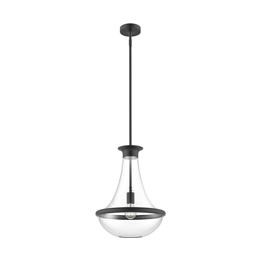 Alora Mood Marcel 1 Light 10" Pendant, Matte Black/Clear - PD464014MB