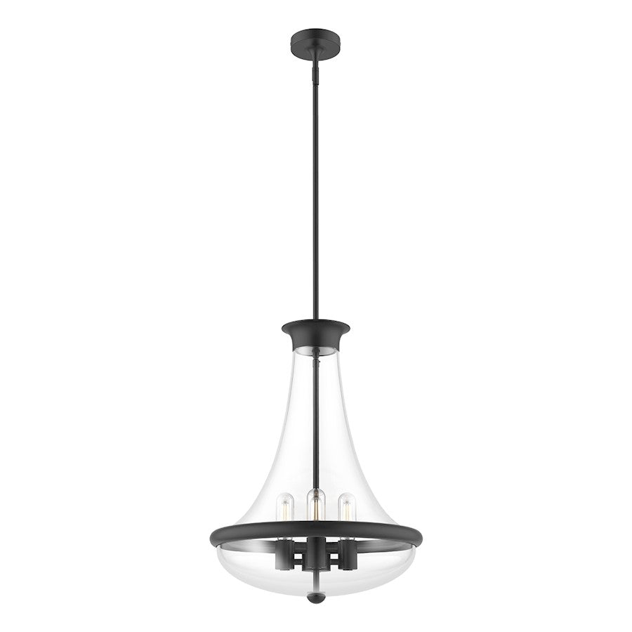 Alora Mood Marcel 4 Light 18" Pendant, Matte Black/Clear - PD464018MB