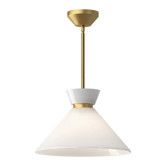 Alora Mood Halston 1 Light 14" Pendant, Brushed Gold/Glossy Opal - PD470514BGGO