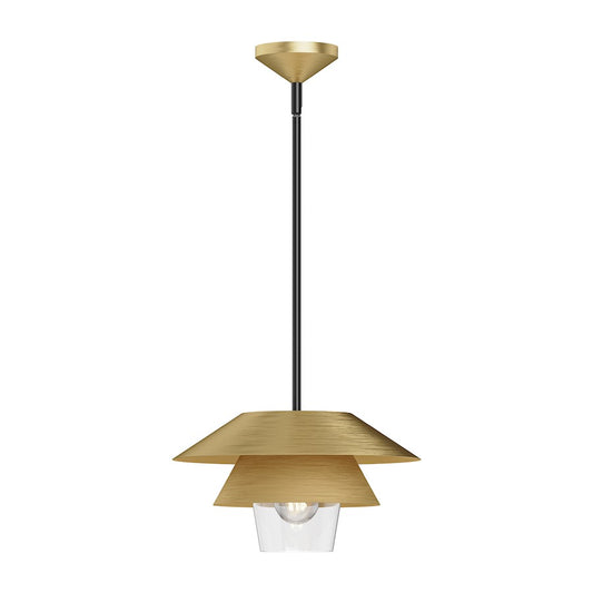 Alora Mood Tetsu 1 Light 13" Pendant, Brushed Gold/Clear/Clear - PD475113BGCL