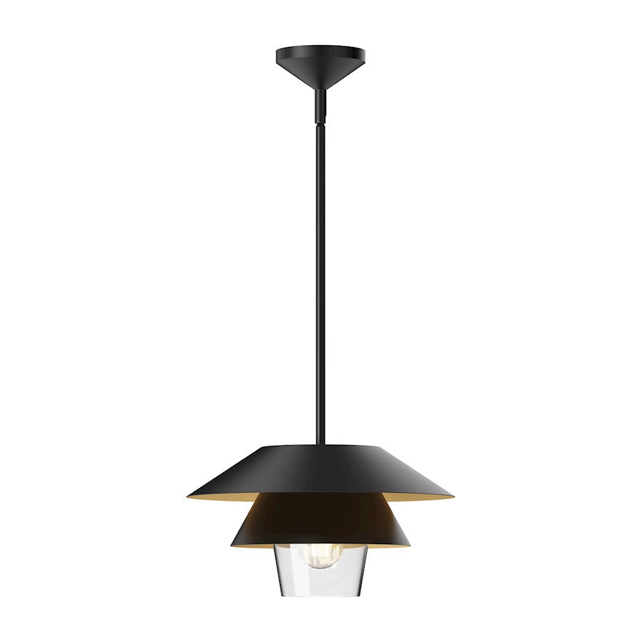 Alora Mood Tetsu 1 Light 13" Pendant, Matte Black/Clear/Clear - PD475113MBCL