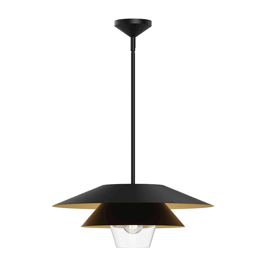 Alora Mood Tetsu 1 Light 20" Pendant, Matte Black/Clear/Clear - PD475120MBCL