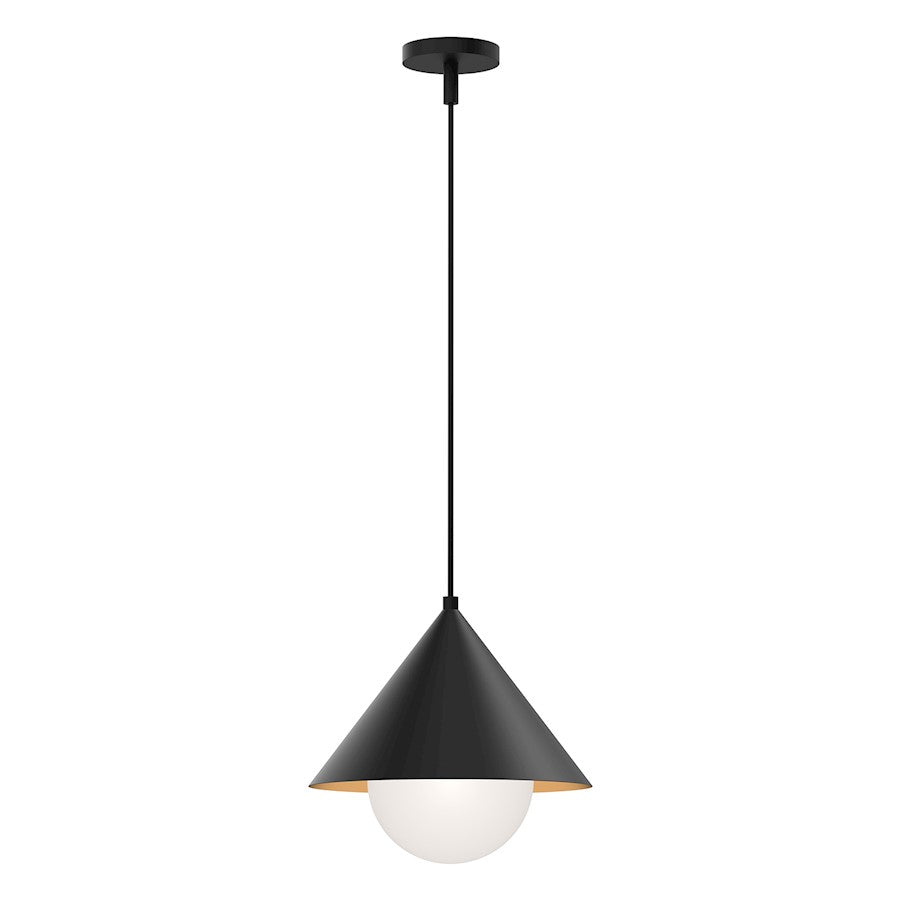 Alora Mood Remy 1 Light 14" Pendant, Matte Black/Opal/Matte Opal - PD485214MBOP