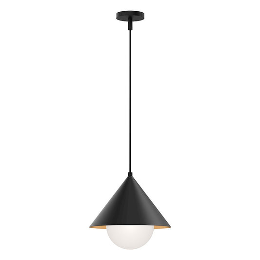 Alora Mood Remy 1 Light 14" Pendant, Matte Black/Opal/Matte Opal - PD485214MBOP