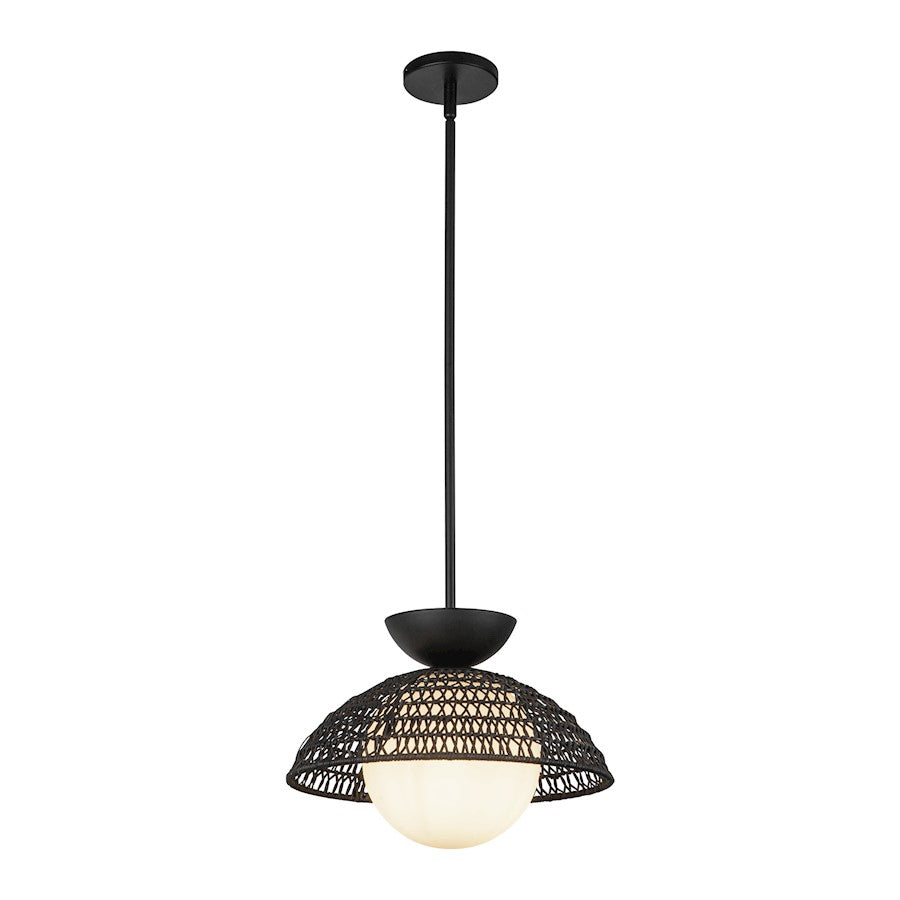 Alora Mood Perth 1 Light 14" Pendant, Matte Black/Opal/Opal - PD490114MBOP