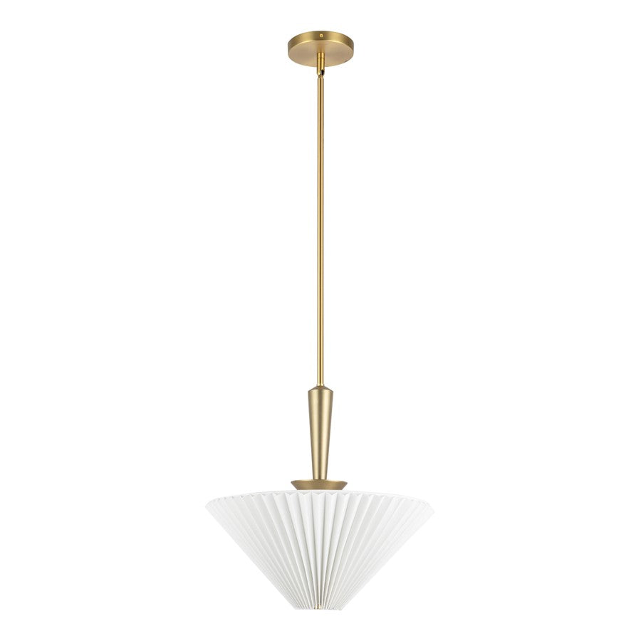 Kuzco Bridgette 16" Socket Pendant, Gold/Folded White/Linen Shade