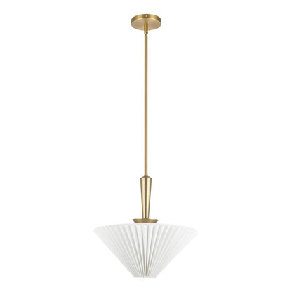 Kuzco Bridgette 16" Socket Pendant, Gold/Folded White/Linen Shade