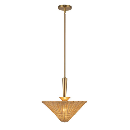 Kuzco Bridgette 16" Socket Pendant, Gold/Rattan/Rattan Shade - PD497016BGRA