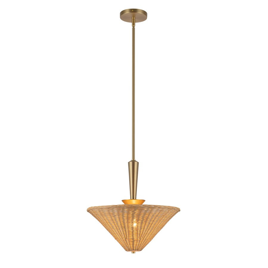 Kuzco Bridgette 16" Socket Pendant, Gold/Rattan/Rattan Shade