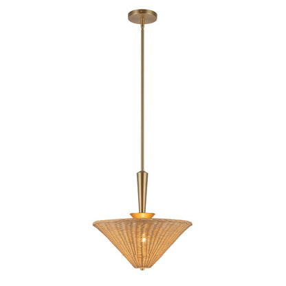 Kuzco Bridgette 16" Socket Pendant, Gold/Rattan/Rattan Shade