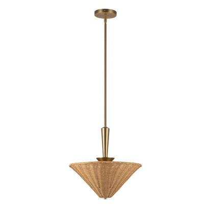 Kuzco Bridgette 16" Socket Pendant, Gold/Rattan/Rattan Shade