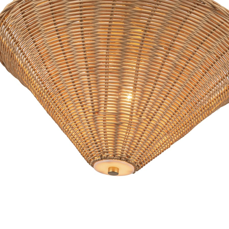 Kuzco Bridgette 16" Socket Pendant, Gold/Rattan/Rattan Shade