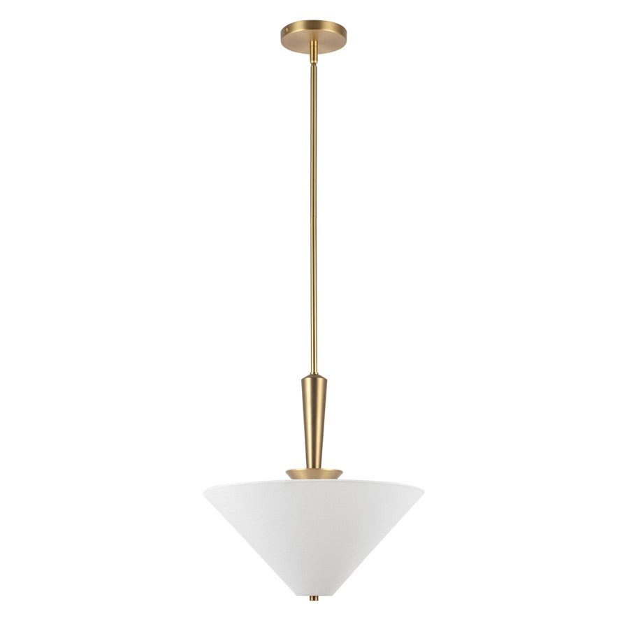 Kuzco Bridgette 16" Socket Pendant, Gold/White Linen/Linen Shade