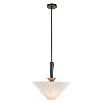 Kuzco Bridgette 16" Socket Pendant, Black/Folded White/Linen - PD497016MBFW