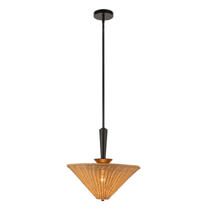 Kuzco Bridgette 16" Socket Pendant, Black/Rattan/Rattan Shade