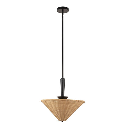 Kuzco Bridgette 16" Socket Pendant, Black/Rattan/Rattan Shade