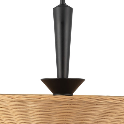 Kuzco Bridgette 16" Socket Pendant, Black/Rattan/Rattan Shade