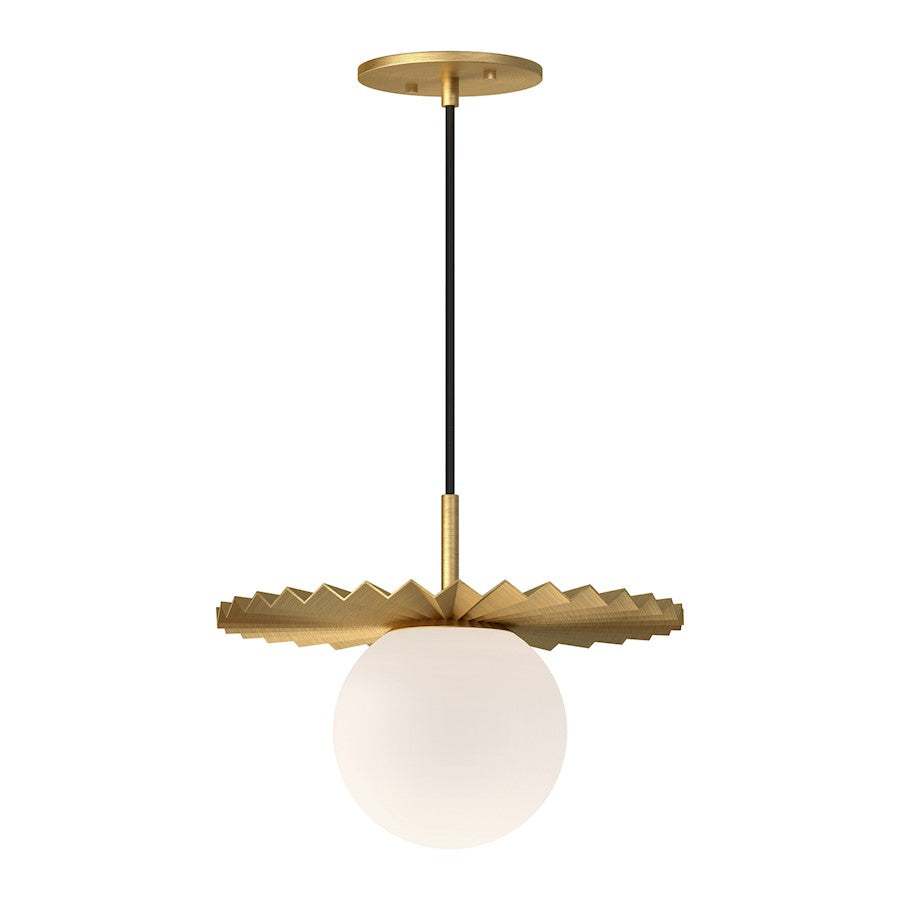 Alora Mood Plume 1 Light 12" Pendant, Gold/Opal Matte/Opal - PD501212BGOP