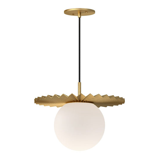 Alora Mood Plume 1 Light 14" Pendant, Gold/Opal Matte/Opal - PD501214BGOP