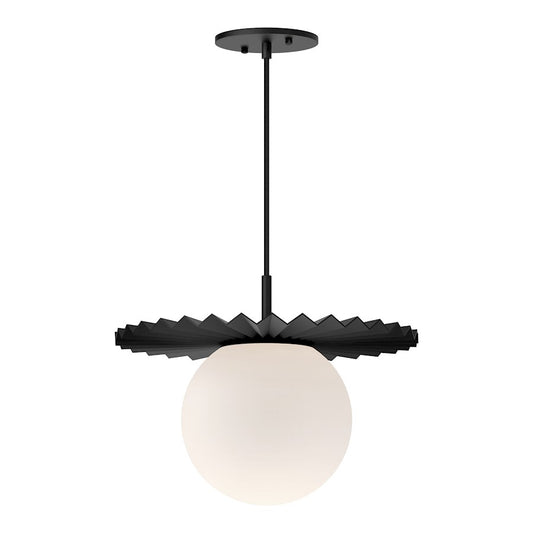 Alora Mood Plume 1 Light 14" Pendant, Matte Black/Opal Matte/Opal - PD501214MBOP