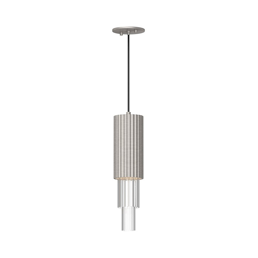 Alora Mood Bordeaux 4" LED Pendant, Nickel/Clear Ribbed/Clear PC - PD502204BNCR