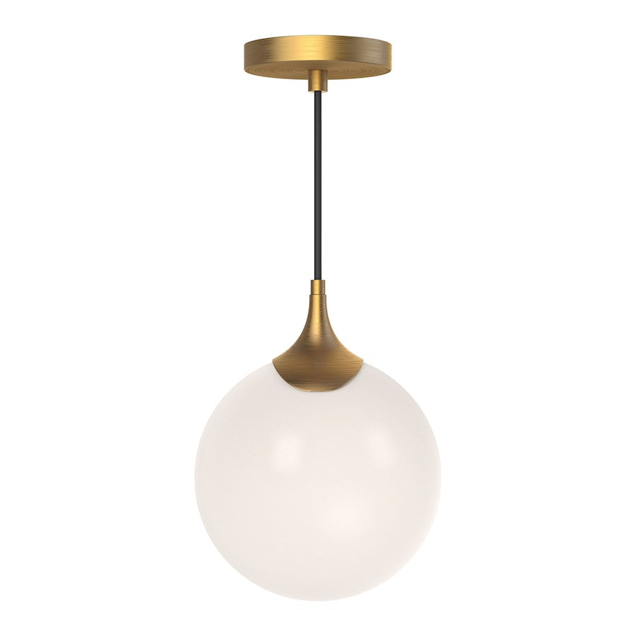 Alora Mood Nouveau 1 Light 8" Pendant, Aged Gold/Opal Matte/Opal - PD505108AGOP