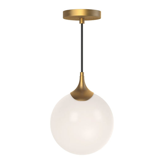 Alora Mood Nouveau 1 Light 8" Pendant, Aged Gold/Opal Matte/Opal - PD505108AGOP