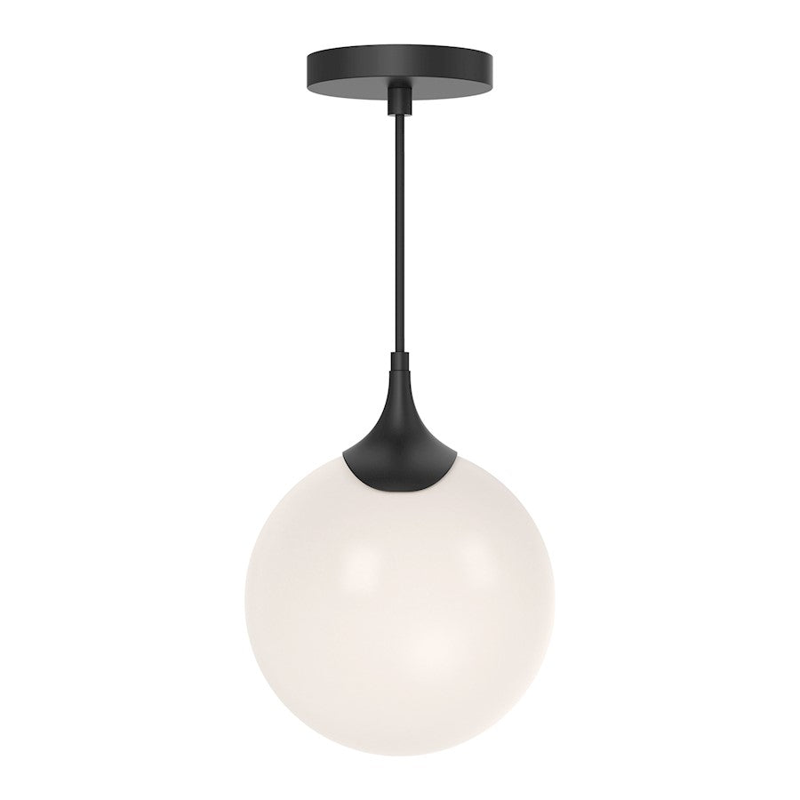 Alora Mood Nouveau 1 Light 8" Pendant, Black/Opal Matte/Opal - PD505108MBOP