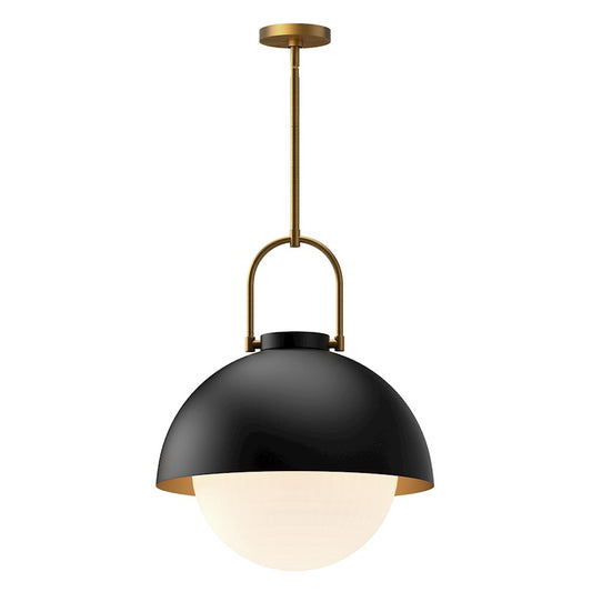 Alora Mood Harper 1 Light 16" Pendant, Black/Opal Matte/Opal - PD507216MBOP