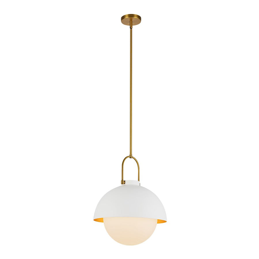 Kuzco Harper 16" Socket Pendant, White/Opal Glass