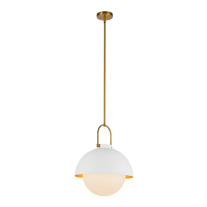 Kuzco Harper 16" Socket Pendant, White/Opal Glass