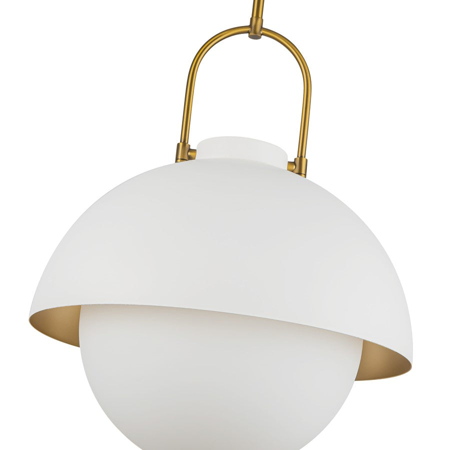 Kuzco Harper 16" Socket Pendant, White/Opal Glass