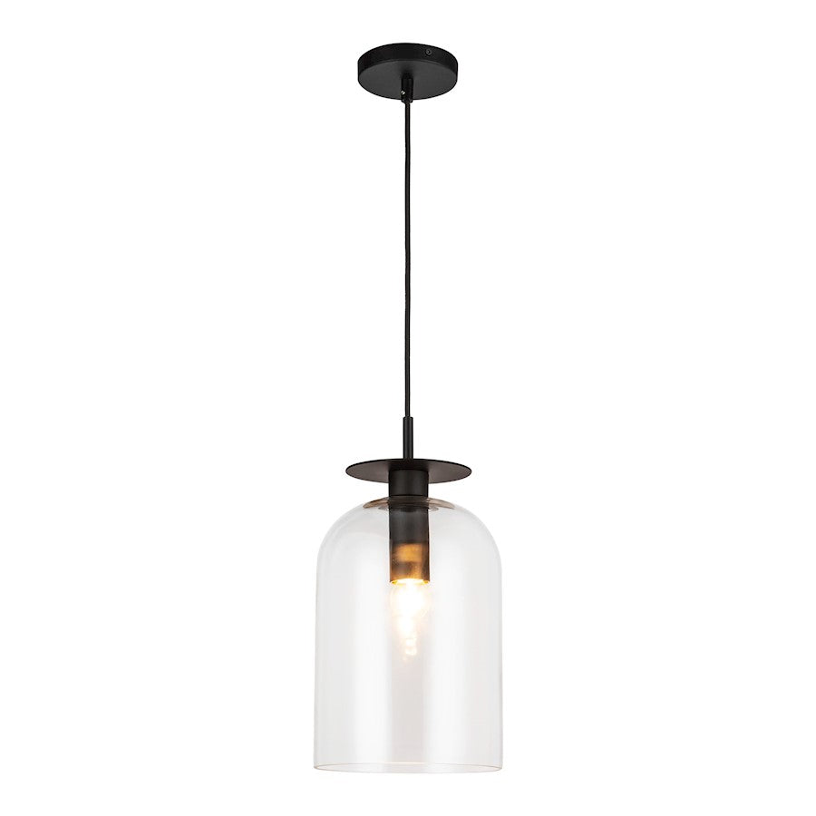 Alora Mood Sylvia 1 Light 8" Pendant, Matte Black/Clear/Clear - PD515408MBCL