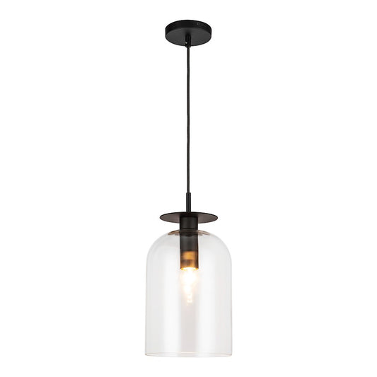 Alora Mood Sylvia 1 Light 8" Pendant, Matte Black/Clear/Clear - PD515408MBCL