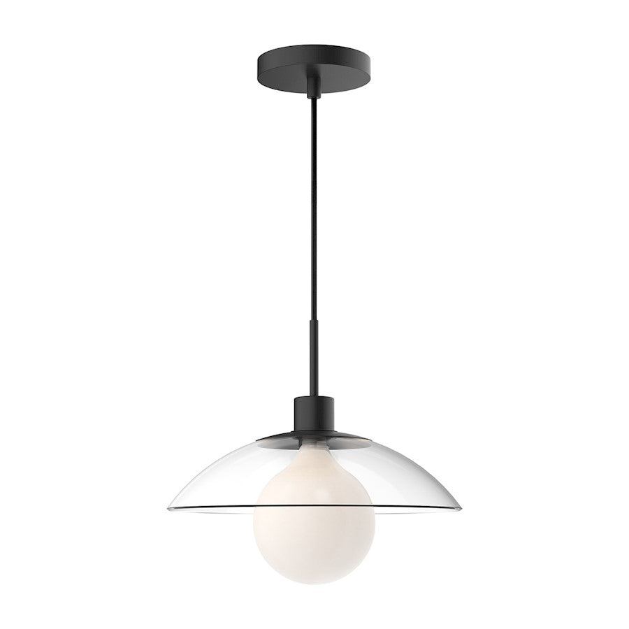 Alora Mood Francesca 1 Light 12" Pendant, Clear/Matte Black/Clear - PD517112MBCL