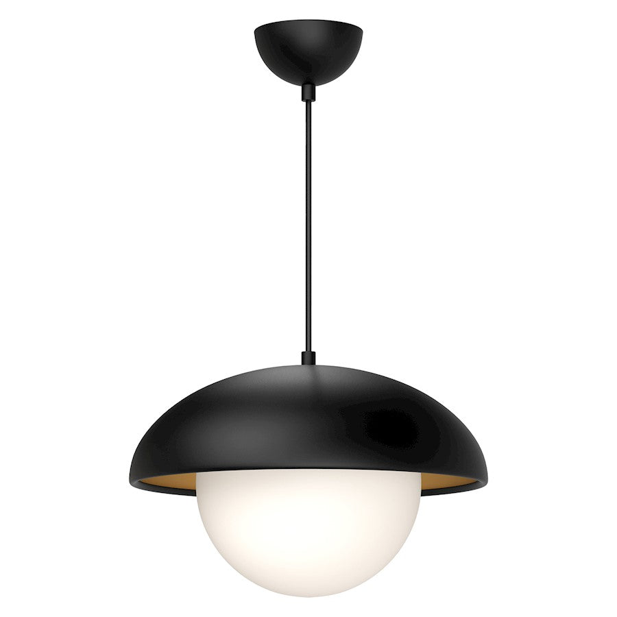 Alora Mood Rubio 1 Light 16" Pendant, Matte Black/Opal Matte/Opal - PD522016MBOP