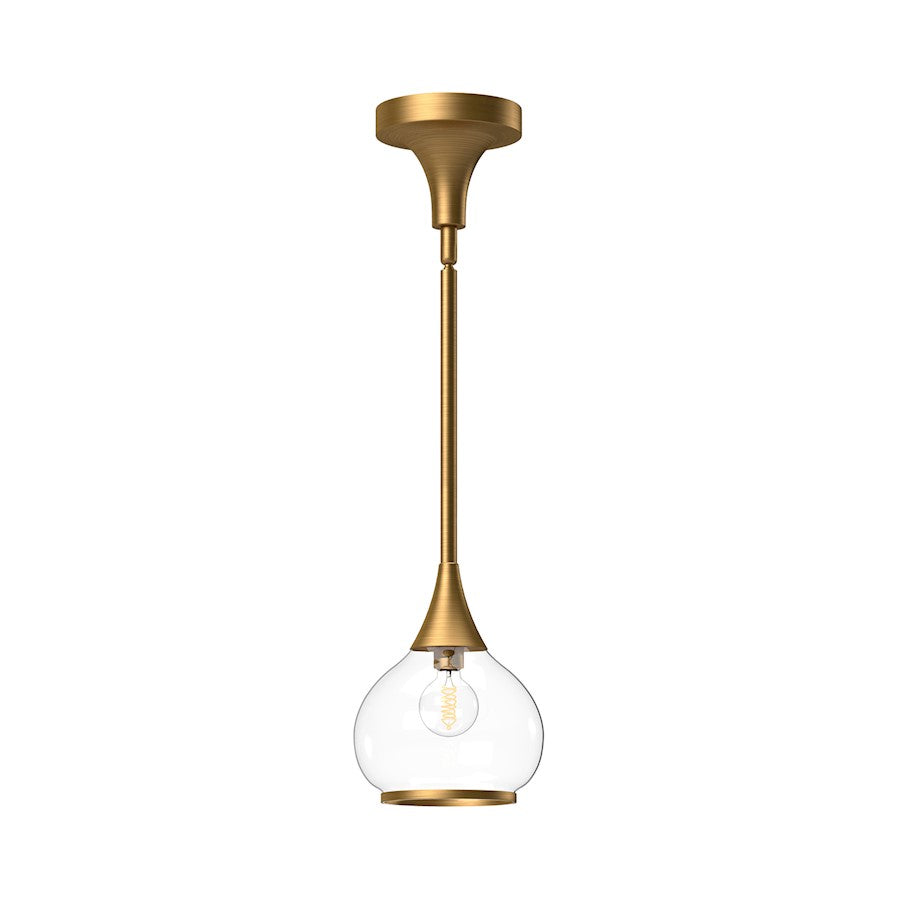 Alora Mood Hazel 1 Light 6" Pendant, Gold/Clear/Clear/Opal - PD524006AGCL