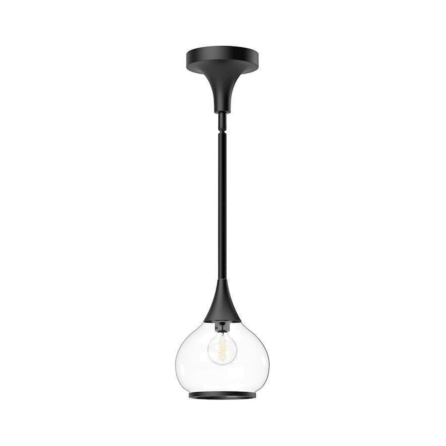 Alora Mood Hazel 1 Light 6" Pendant, Clear/Black/Clear/Opal - PD524006MBCL