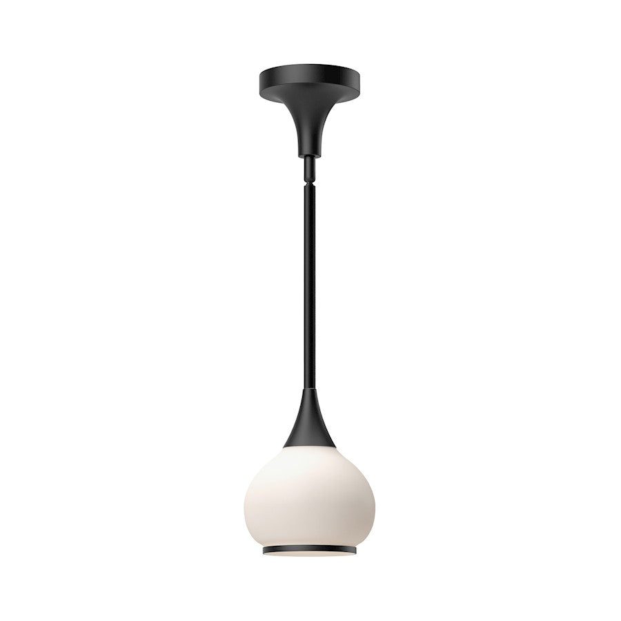 Alora Mood Hazel 1 Light 6" Pendant, Black/Opal Matte/Clear/Opal - PD524006MBOP