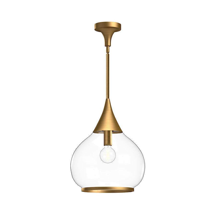 Alora Mood Hazel 1 Light 14" Pendant, Gold/Clear/Clear/Opal - PD524214AGCL