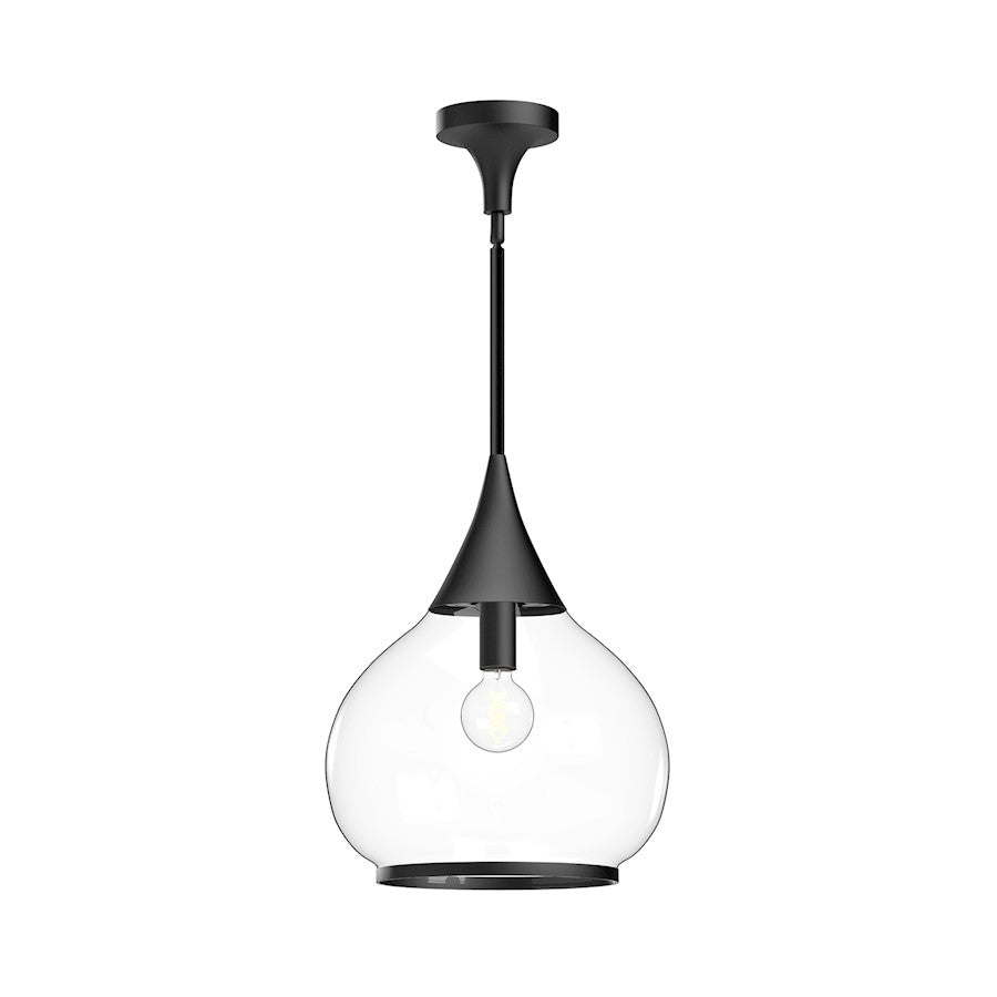 Alora Mood Hazel 1 Light 14" Pendant, Clear/Black/Clear/Opal - PD524214MBCL