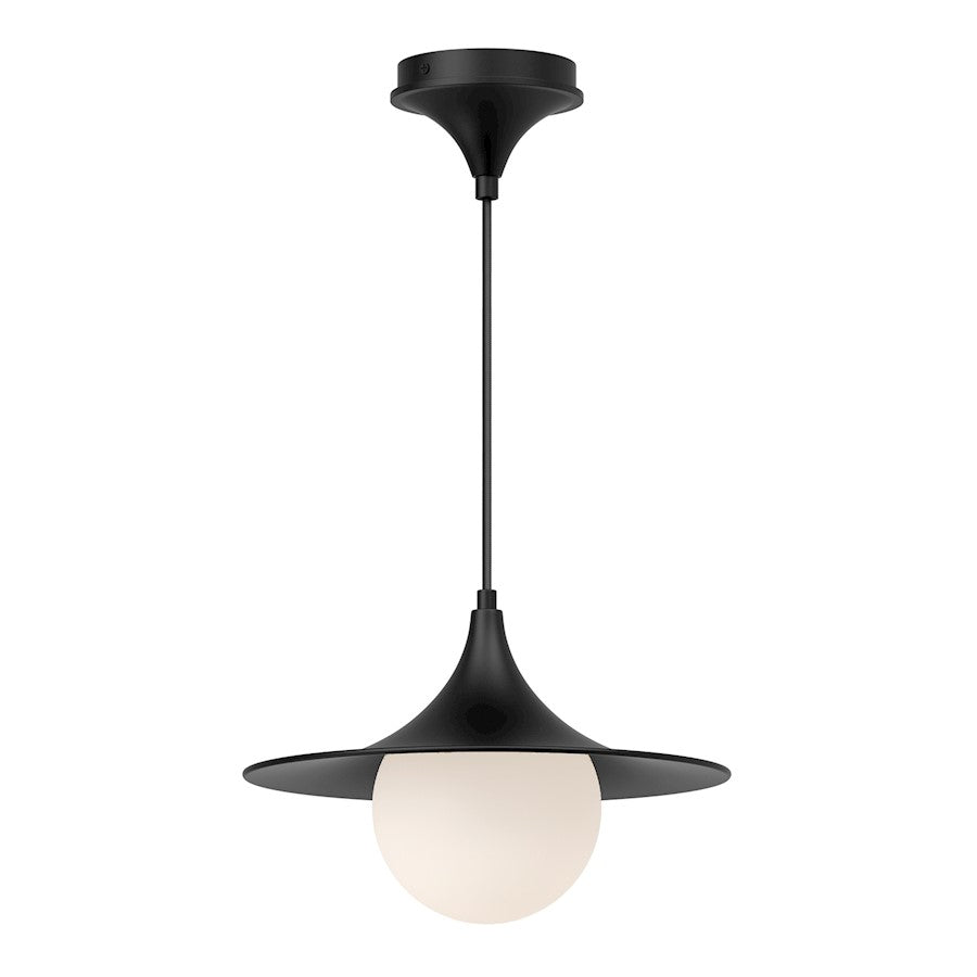 Alora Mood Fuji 1 Light 12" Pendant, Matte Black/Opal Matte/Opal - PD525113MBOP