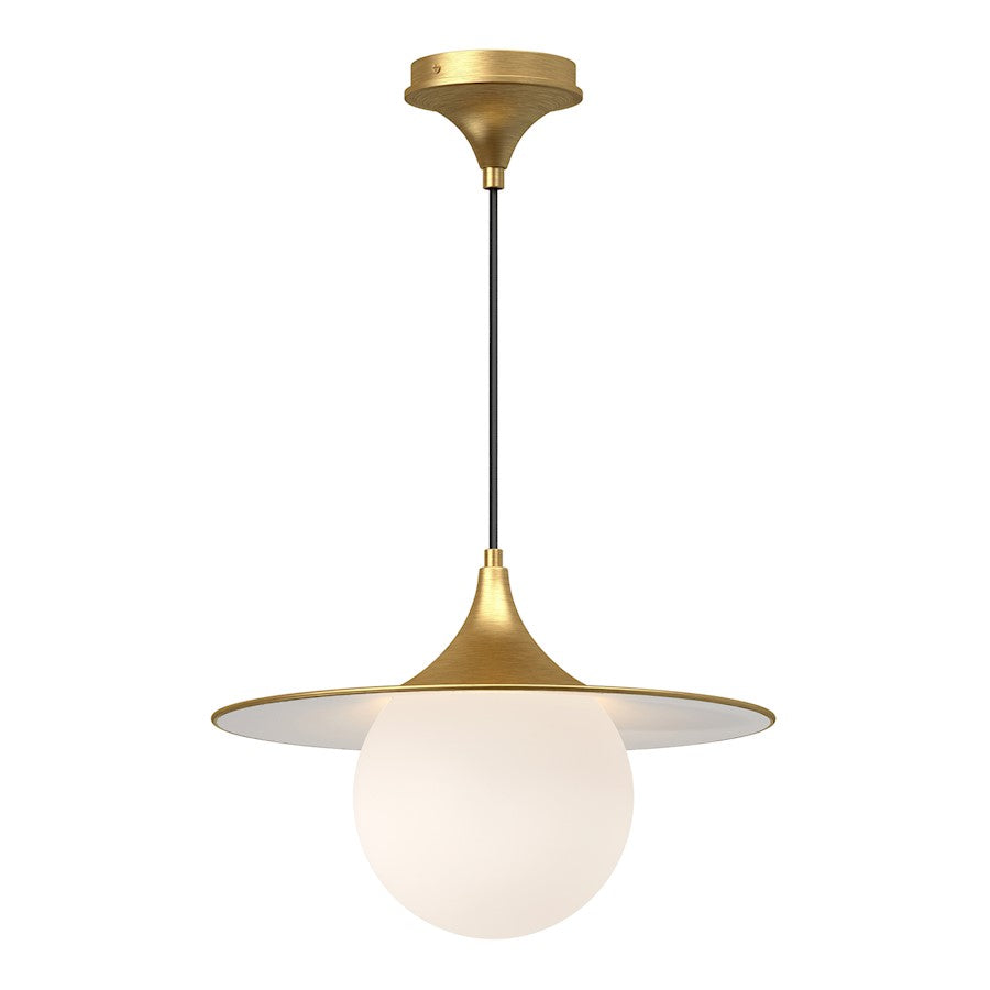 Alora Mood Fuji 1 Light 16" Pendant, Brushed Gold/Opal Matte/Opal - PD525216BGOP