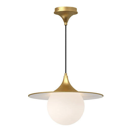 Alora Mood Fuji 1 Light 16" Pendant, Brushed Gold/Opal Matte/Opal - PD525216BGOP