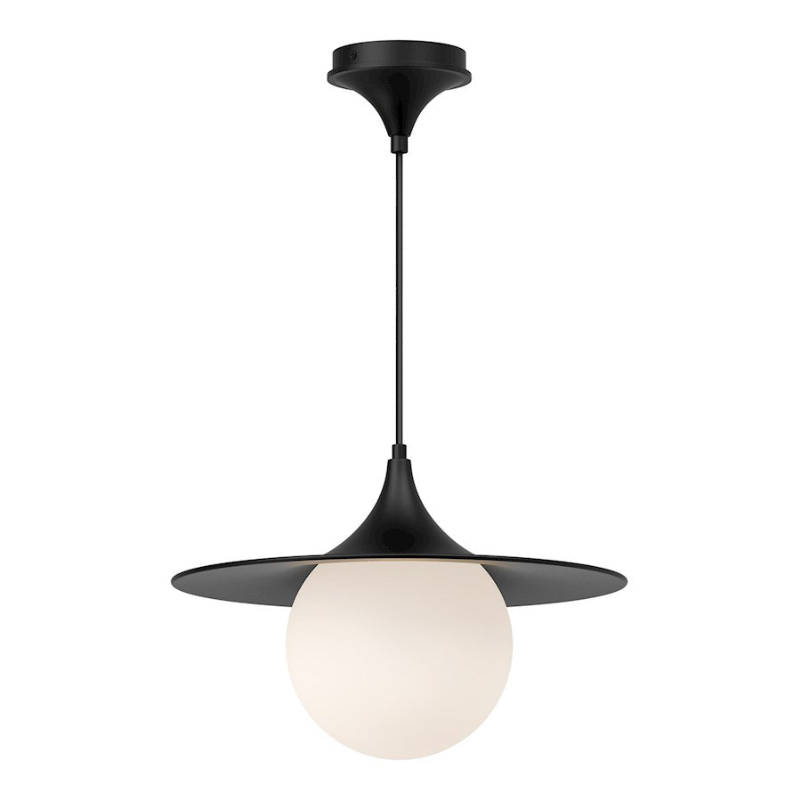 Alora Mood Fuji 1 Light 16" Pendant, Matte Black/Opal Matte/Opal - PD525216MBOP