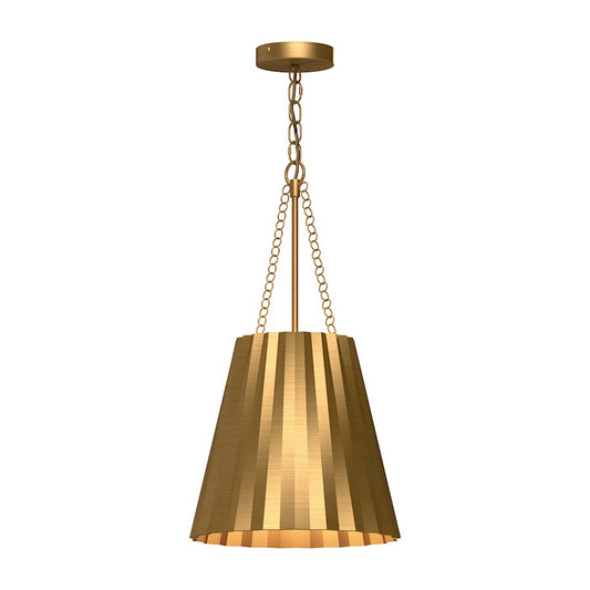 Alora Mood Plisse 1 Light 12" Pendant, Aged Gold - PD528012AG