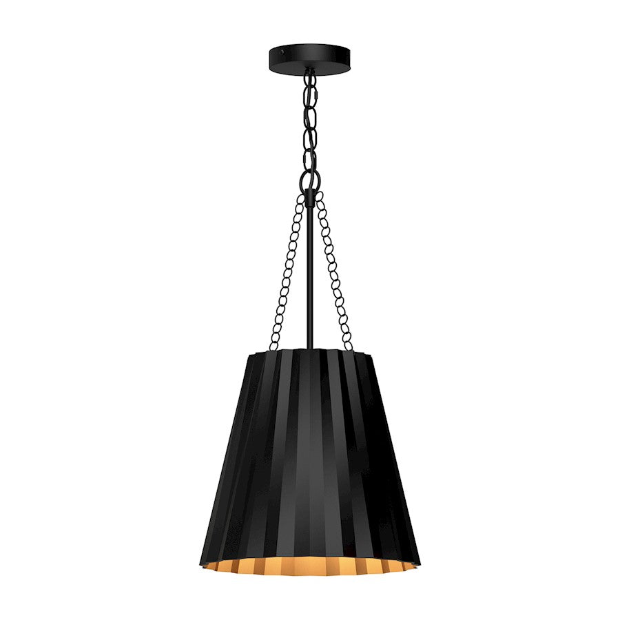 Alora Mood Plisse 1 Light 12" Pendant, Matte Black - PD528012MB